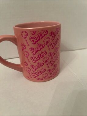 Barbie Coral Pink Logo Ceramic Mug with Hot Pink Prints